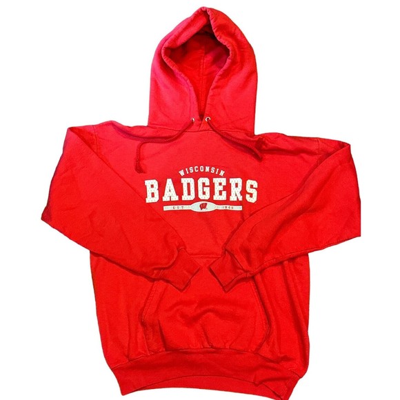 Wisconsin Badgers‎ Sweater Adult Medium Red White Football Hoodie Sweatshirt Men - Picture 1 of 5